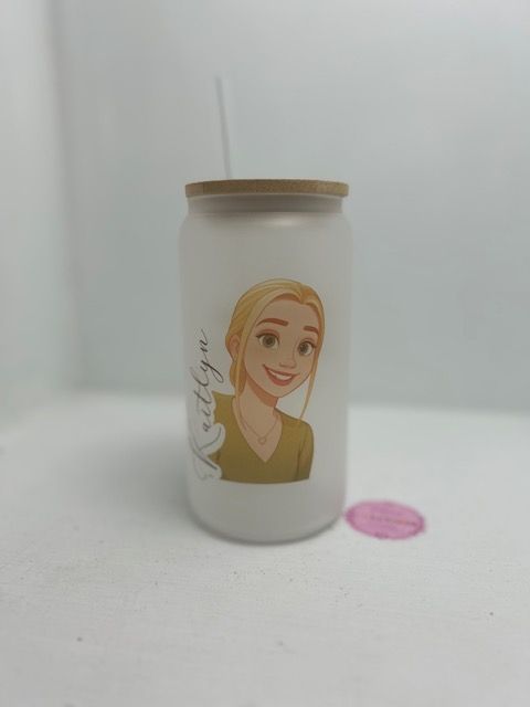 🌿 Frosted Glass Tumbler with Bamboo Lid &amp; Straw – 18oz