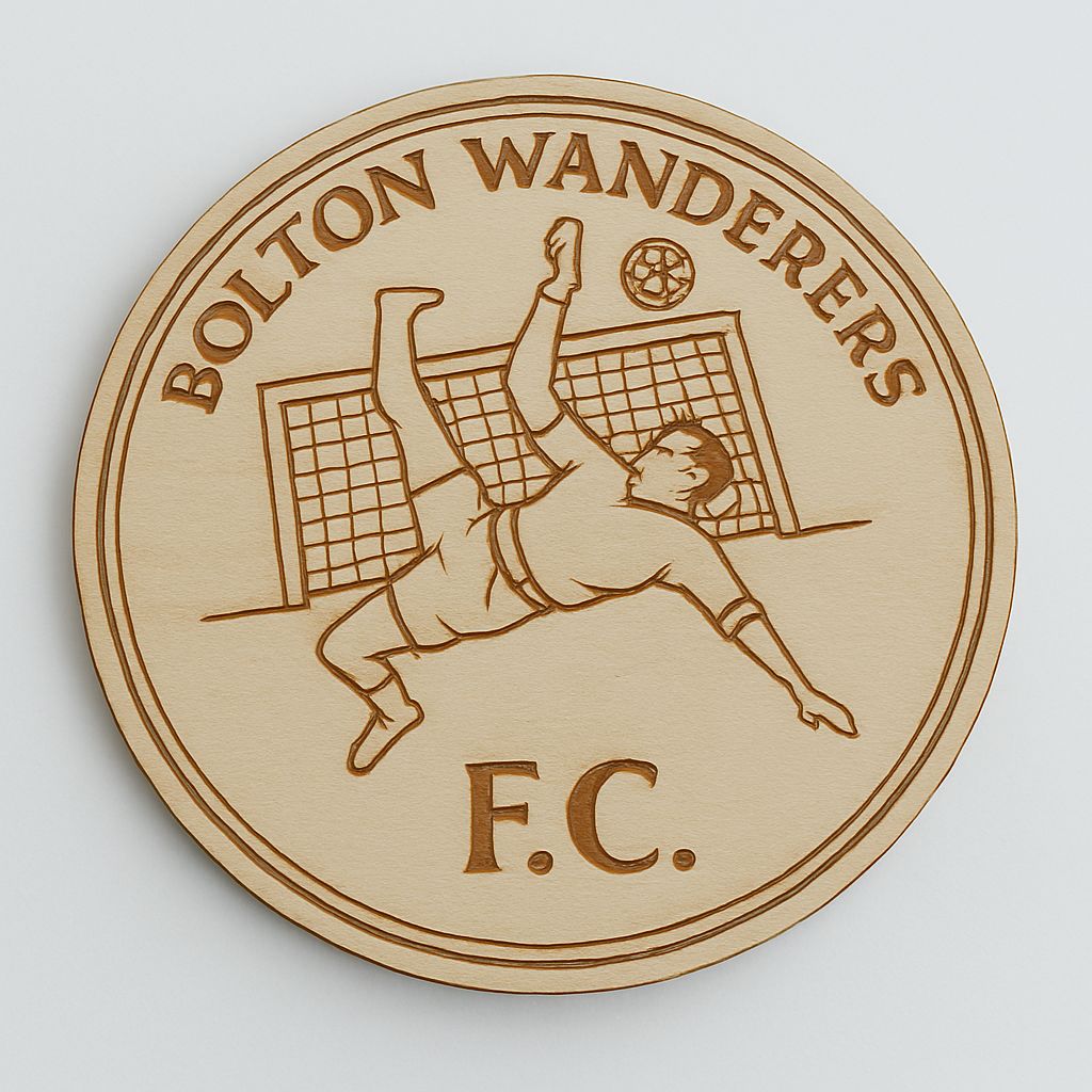 Engraved Basswood Coaster Bolton Wanderers Design