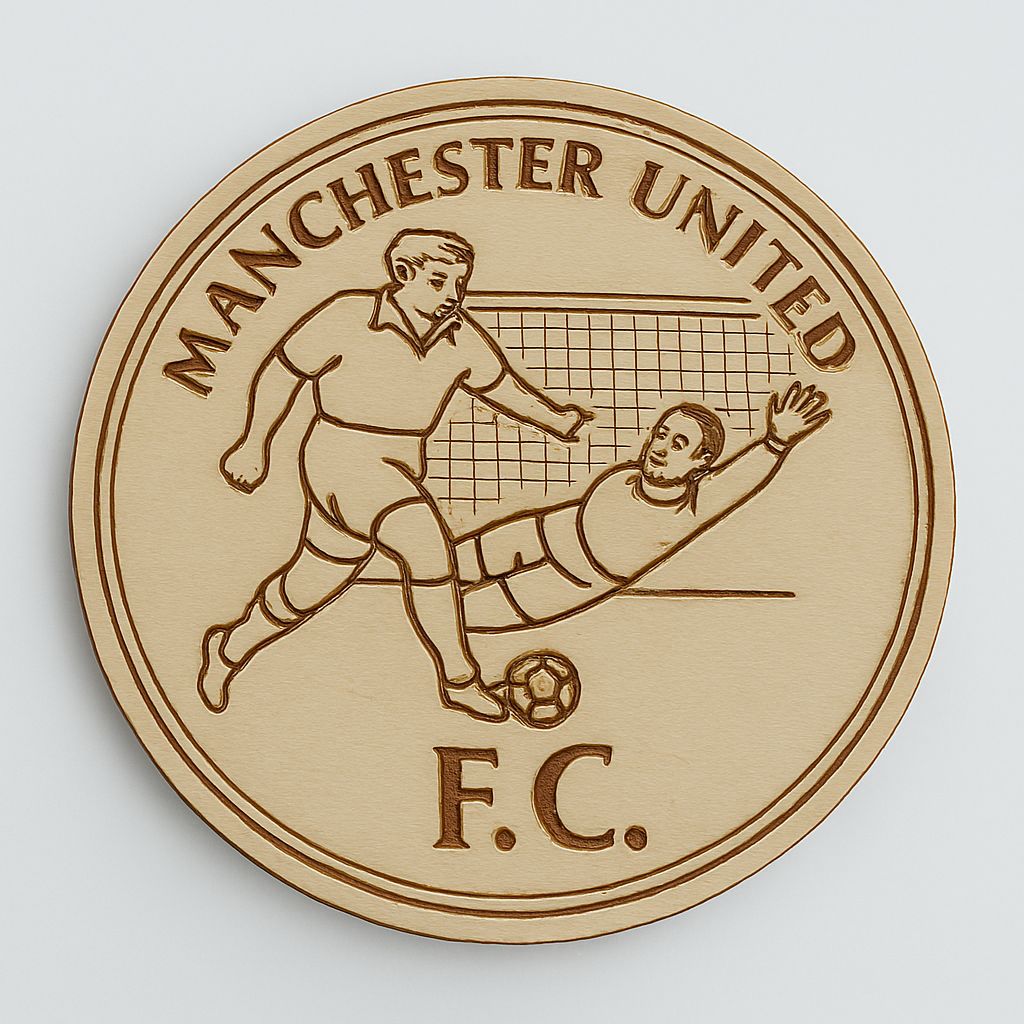 Engraved Basswood Coaster Manchester United Design