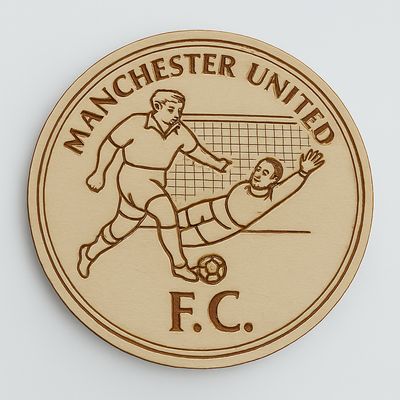 Engraved Basswood Coaster Manchester United Design