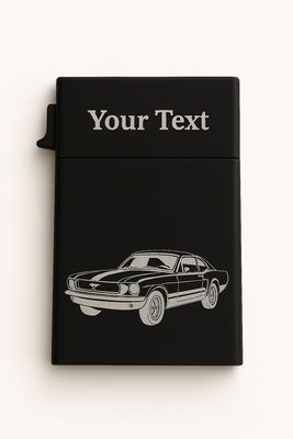 🖤 Black Metal RFID Wallet – Ford Mustang Edition