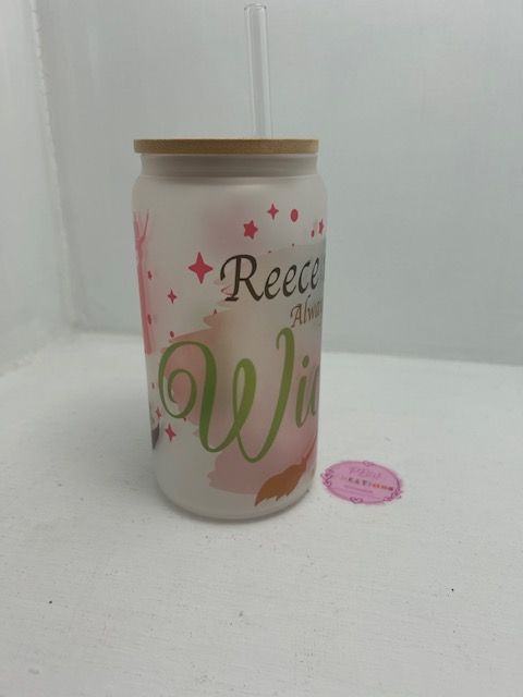 🌿 Frosted Glass Tumbler with Bamboo Lid &amp; Straw – 18oz