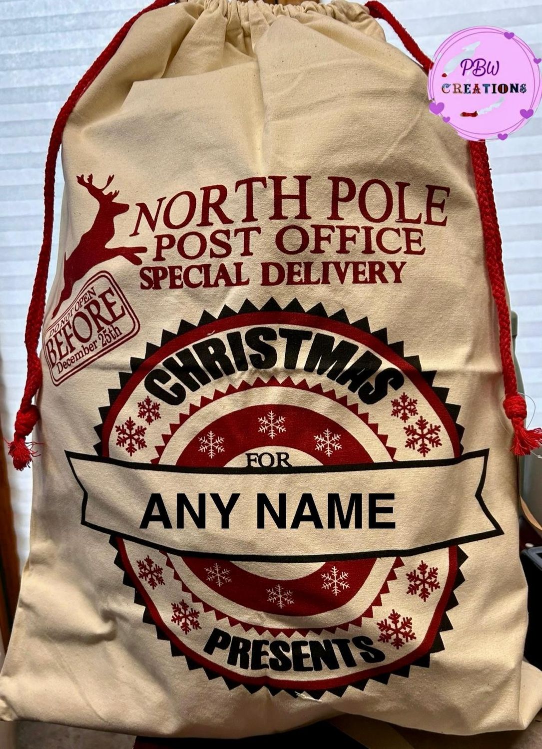 🎅 Large Personalised Santa Sack – North Pole Delivery for Any Name