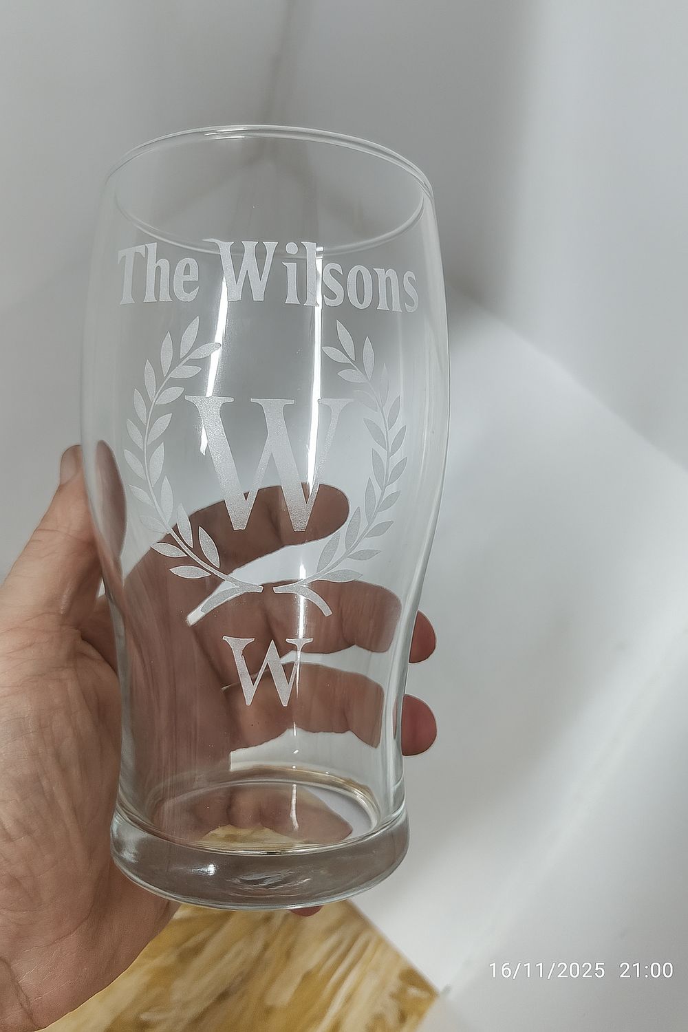 Personalised Engraved Pint Glass (Logo / Text)