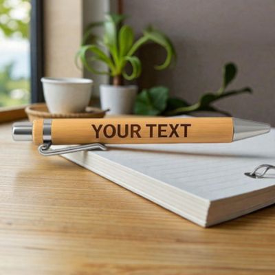 Personalised engraved bamboo pen with custom name or message