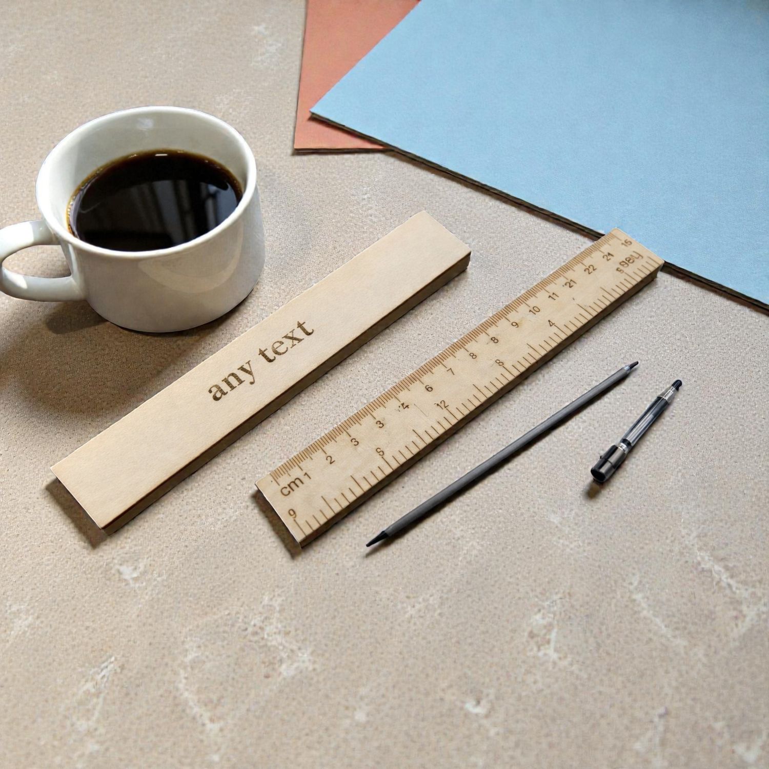 Personalised engraved wooden ruler with custom text – Pbwcreations