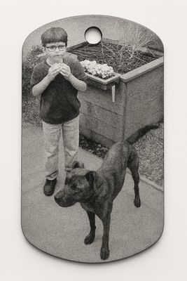 Personalised anodised aluminium tag with custom engraving for pets, keys, or keepsakes