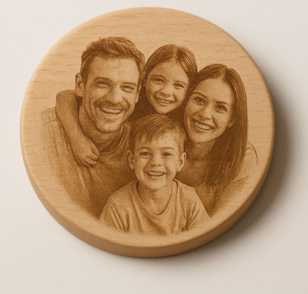 Smooth Wooden Coaster ( Upload Your Photo-Image-Text)