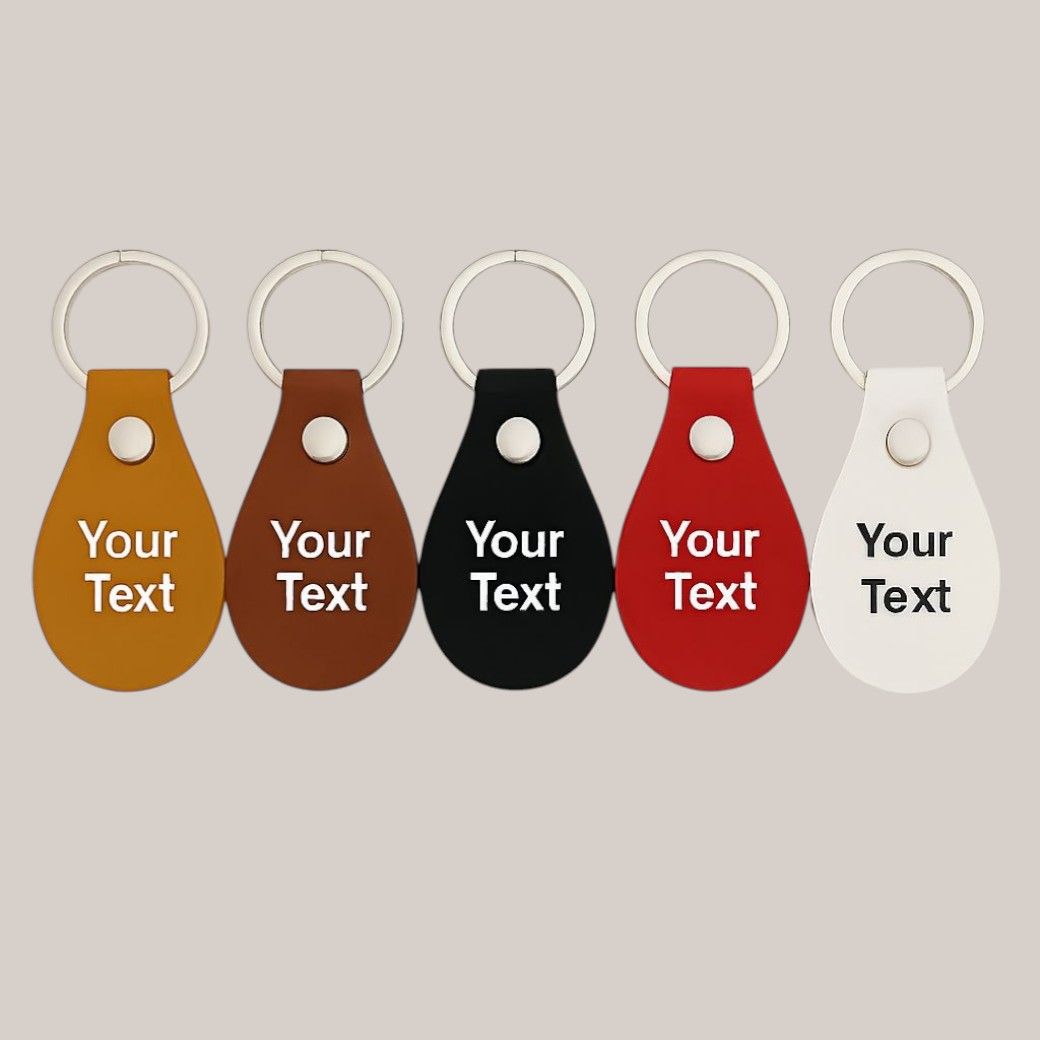 Personalised engraved leather keyring in choice of colours custom text made to order by Pbwcreations
