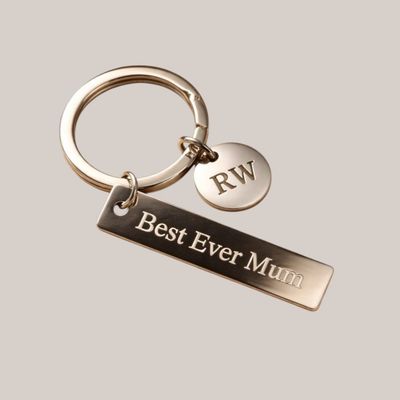 Custom initials keyring with personalised charm, perfect for gifts, bags, and everyday key use.