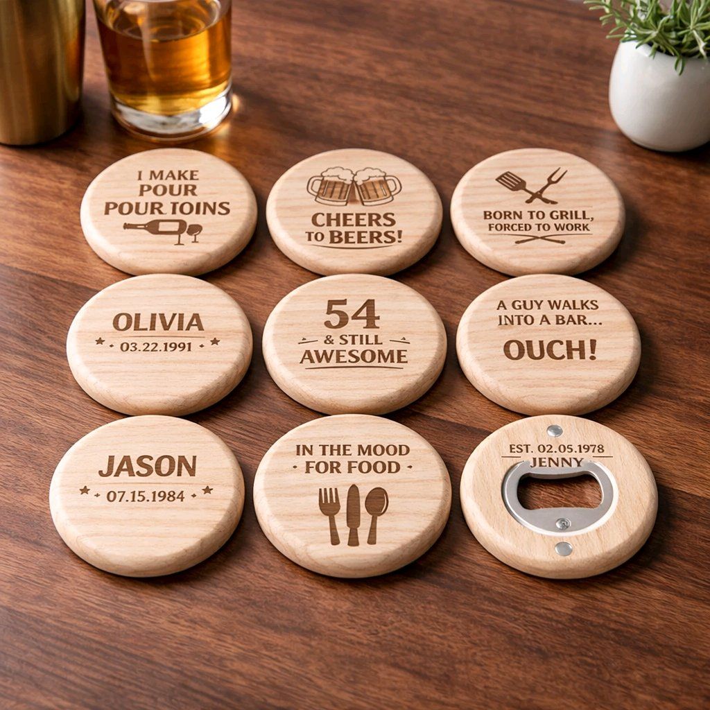 Laser engraved wooden bottle opener personalised with name and date by Pbwcreations UK