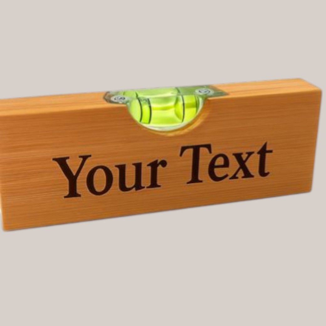Personalised laser engraved wooden spirit level with custom text unique gift for tradesmen made to order by Pbwcreations