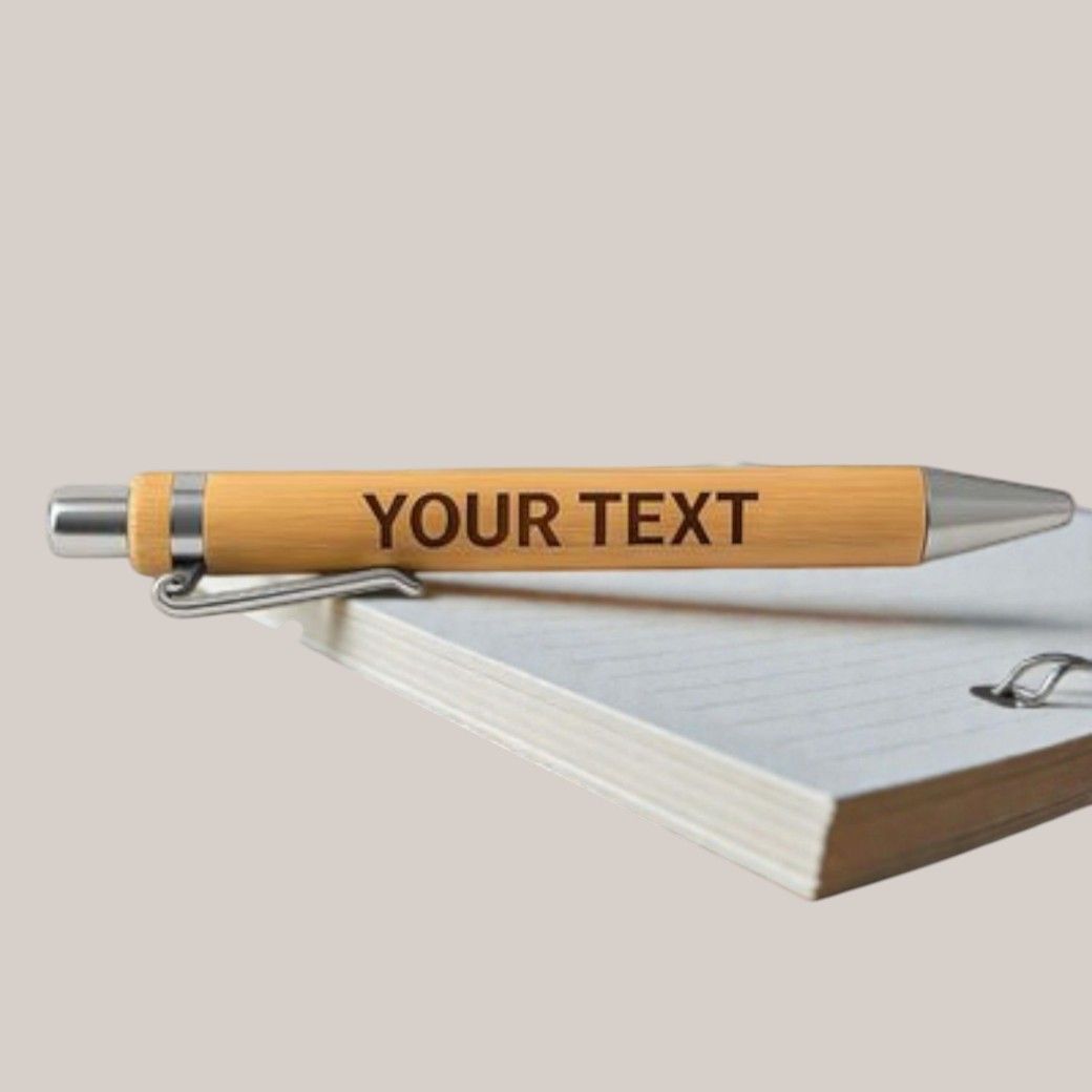 Personalised engraved bamboo pen with custom name or message