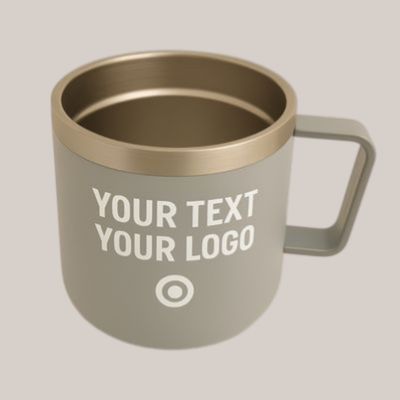 Personalised Engraved Mug 360ml (Any Text / Logo) Personalised 360ml stainless steel travel mug with engraved name or logo on the front