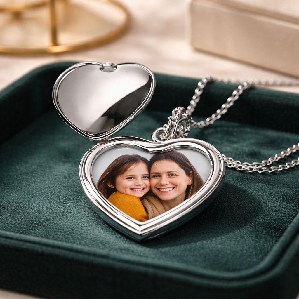 🔩 Personalised Heart Necklace Photo + Engraved