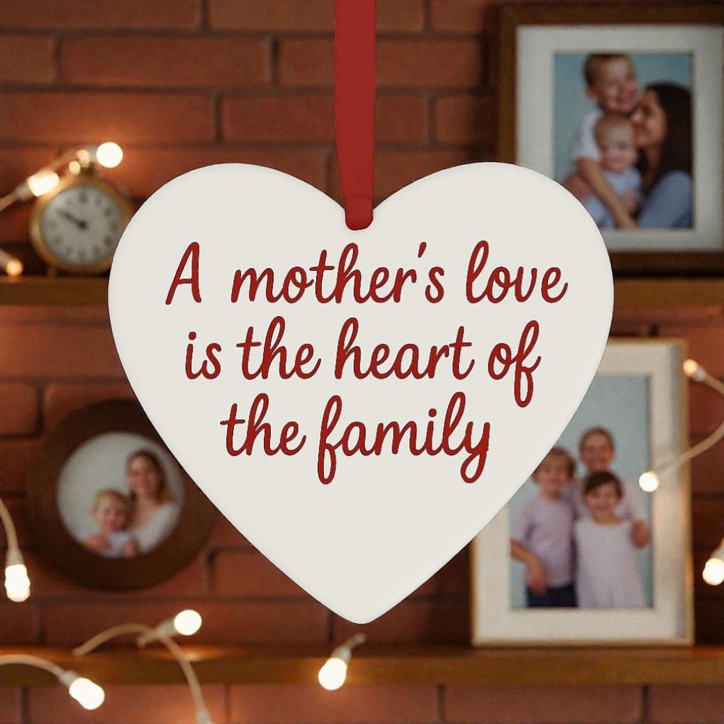 Engraved glass hanging heart personalised with your message, ideal Mother’s Day gift for Mum, Nan, or Grandma.