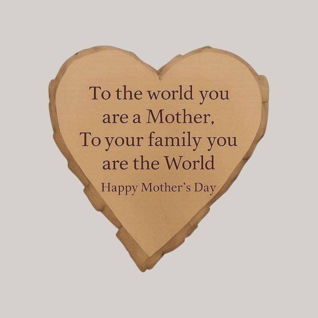 Personalised laser engraved wooden heart plaque with custom message, unique Mother's Day gift made to order by Pbwcreations