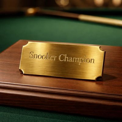 🏆 Personalised Engraved Gold Plaque Engraved gold anodised nameplate for trophies or awards, 2x1 inch, personalised with up to three lines.