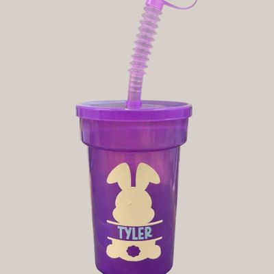 Personalised Easter Bunny Kids Tumbler Cup — Any Name Personalised Easter children's tumbler cup with custom name and bunny design made to order by Pbwcreations