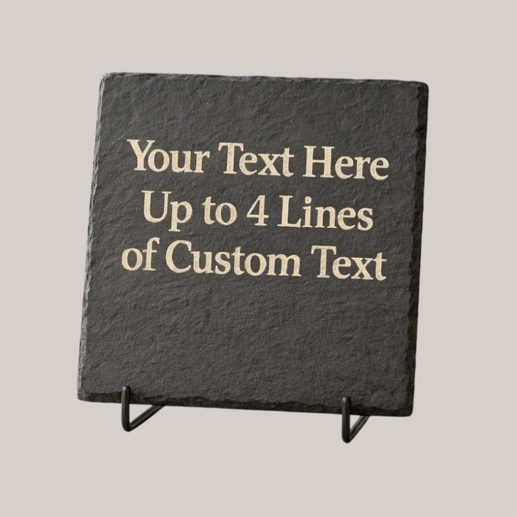 Personalised slate coaster featuring custom photo engraving with detailed high‑contrast finish.