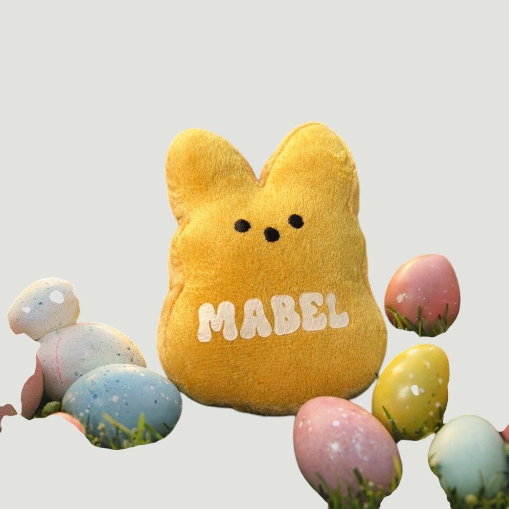 Personalised Easter bunny plush toy with custom name cute children's gift made to order by Pbwcreations