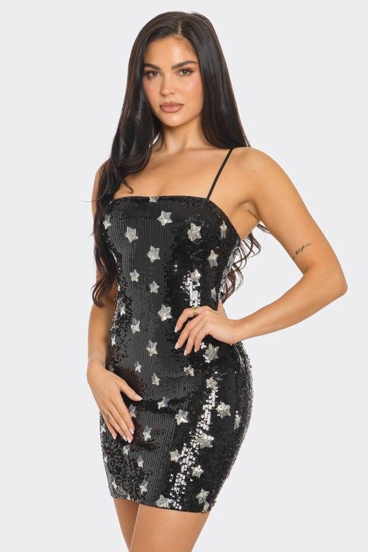Sequin Star Mini Dress D3790