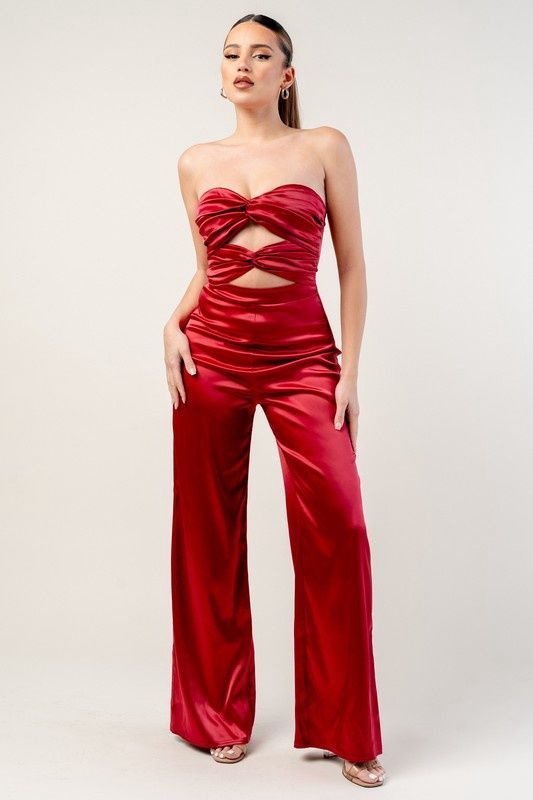 Thick Stretch Satin Tube Top Jumpsuit PJ11189N