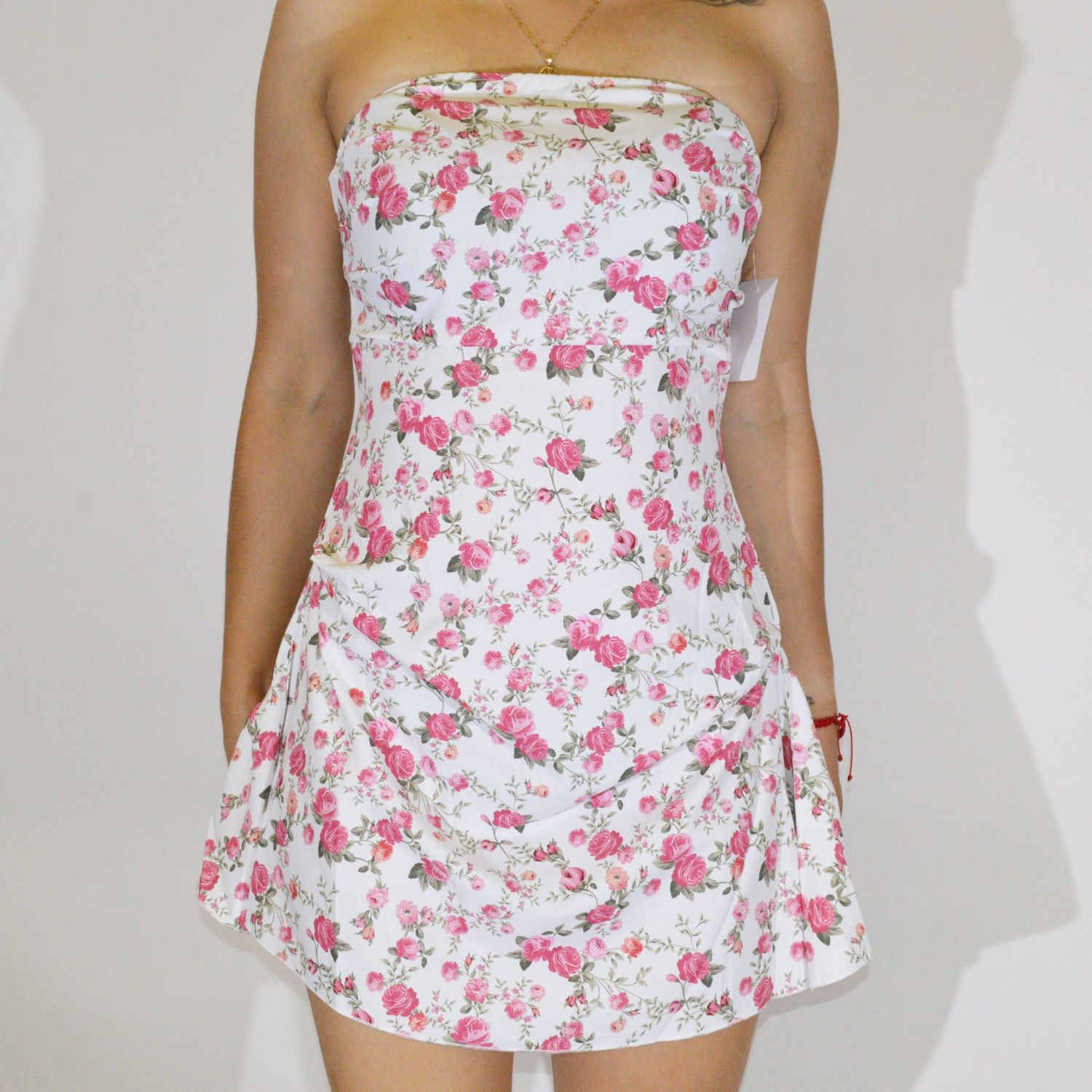 Strapless Floral Ruched Mini Dress T103D1C06C