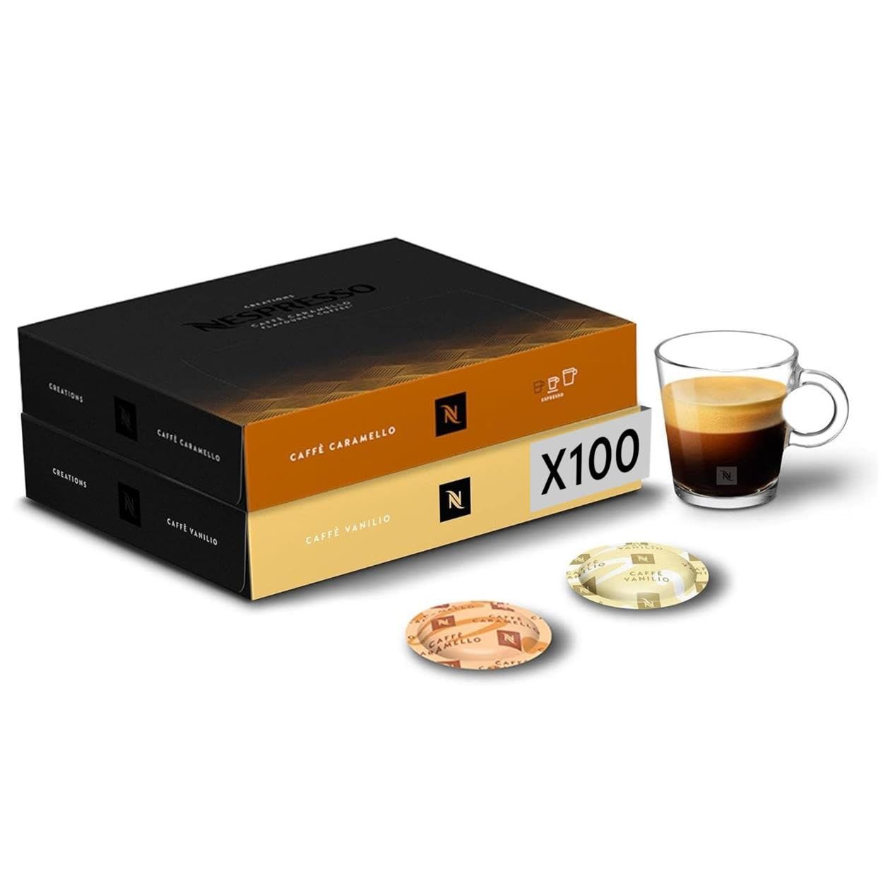 Nespresso Professional Coffee Capsules (100 Count) - Vanilla, Caramel - Coffee Pods