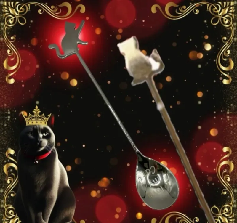 Energetischer Katzen-Löffel mit Gravur "I love my cat"