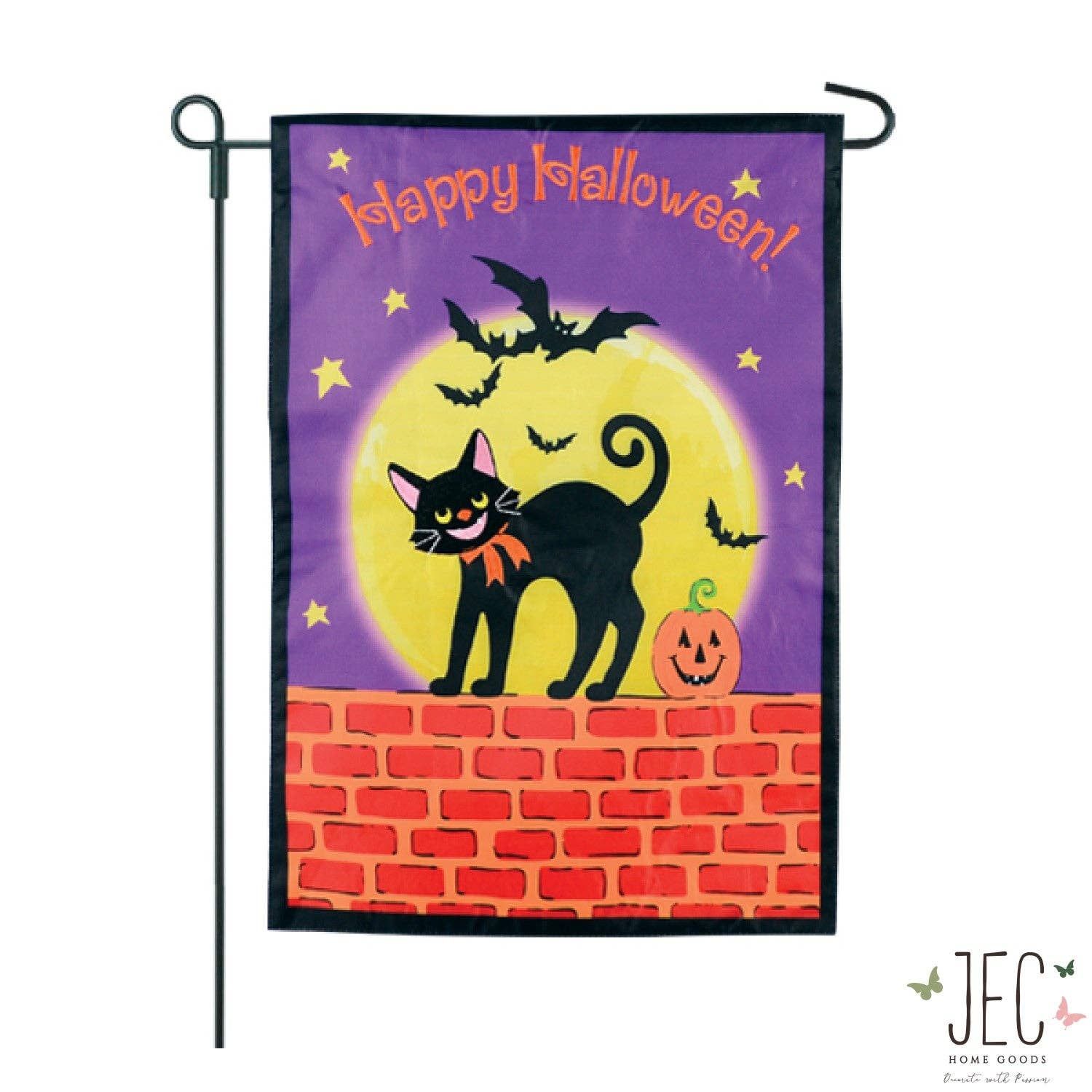 Halloween Cat On the Wall 2-Sided Garden Flag 12.5x18"