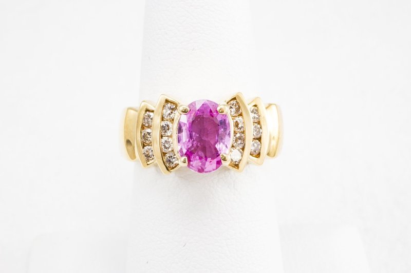 Pink Sapphire and Diamond Ring
