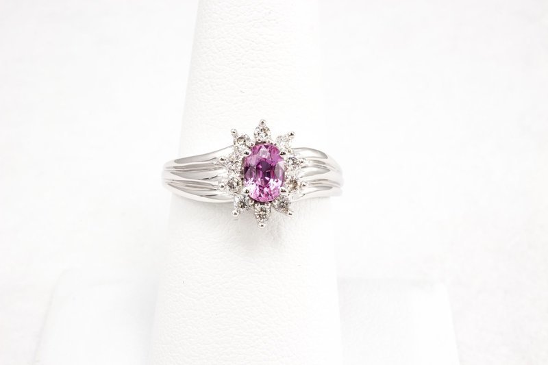 Pink Sapphire and Diamond Ring