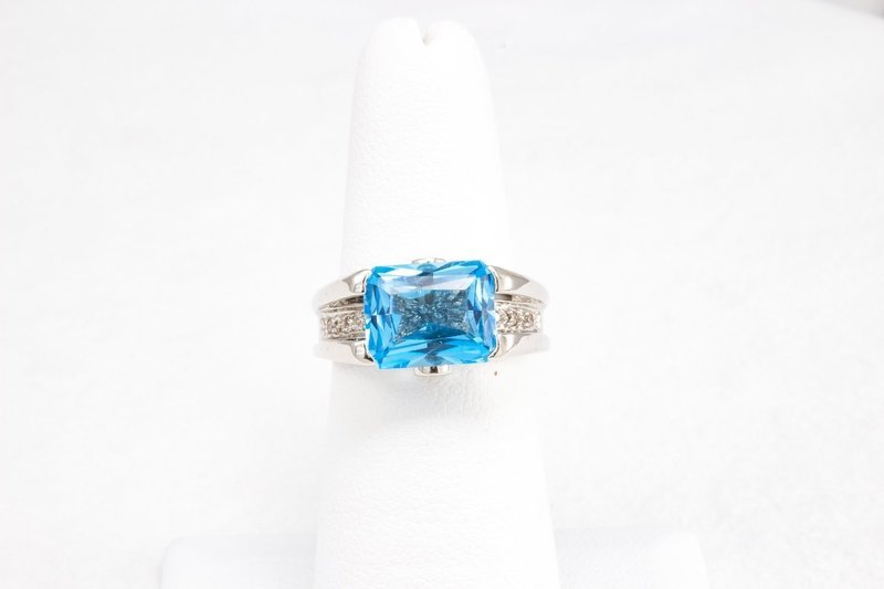 Blue Topaz and Diamond Ring