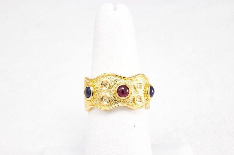Ruby, Sapphire and Diamond Ring
