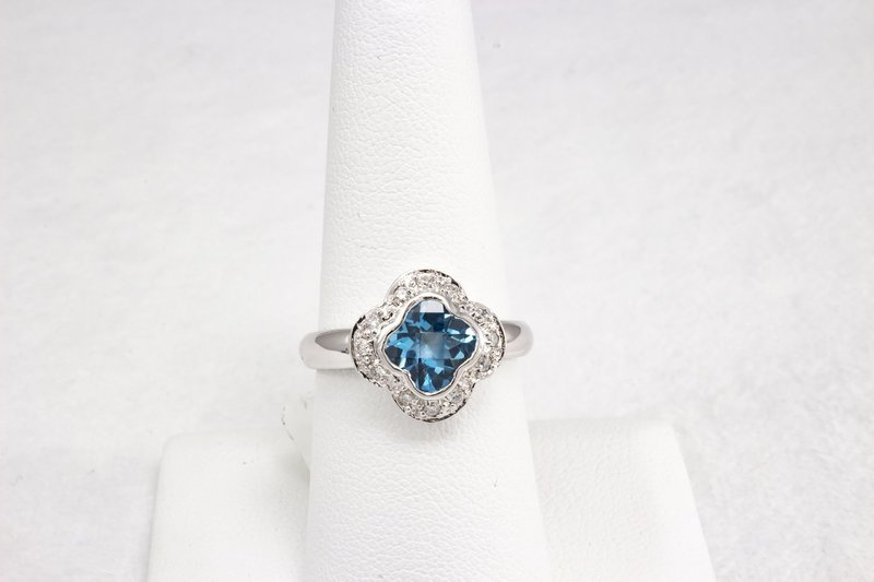 Blue Topaz and Diamond Ring
