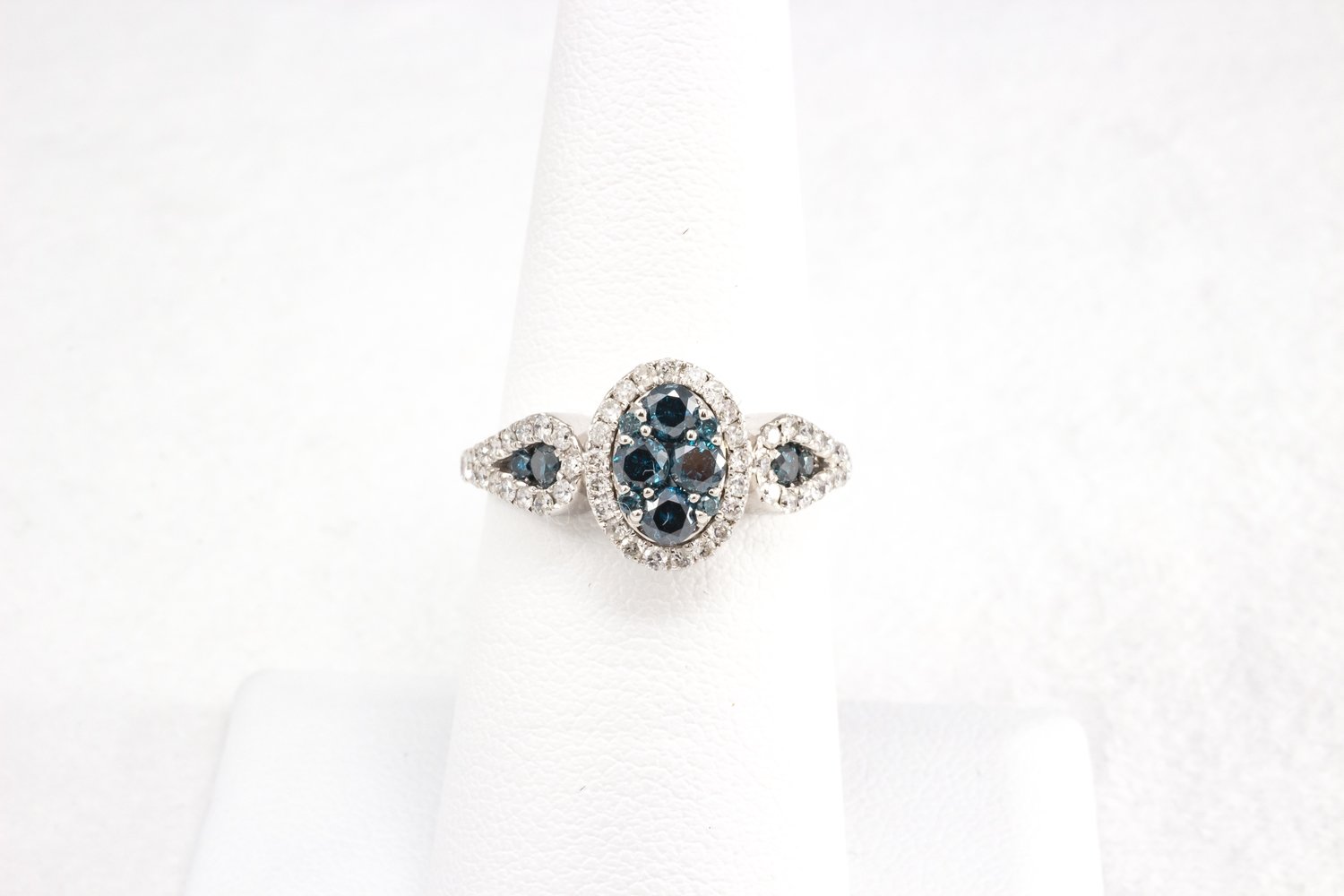 Blue Diamond and Diamond Ring