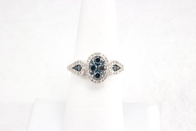 Blue Diamond and Diamond Ring