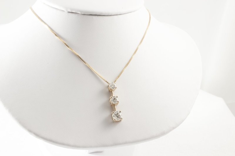 Three Diamond Pendant With 16" Chain