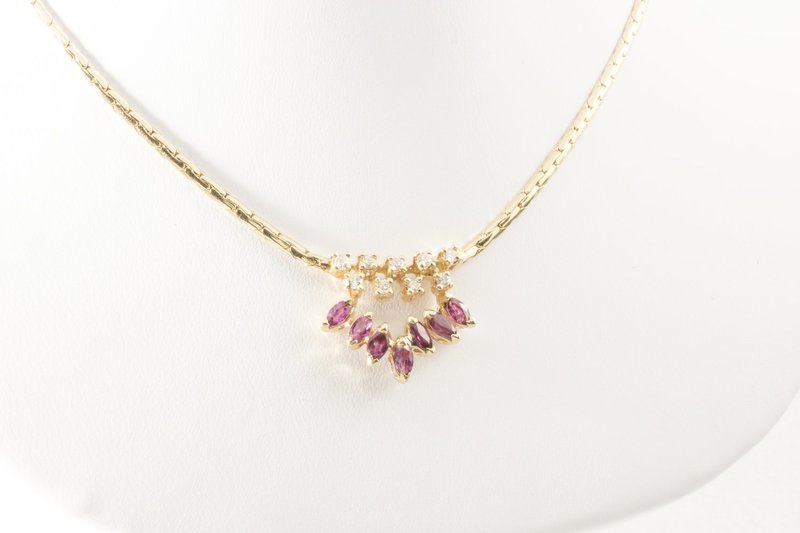 17" Diamond and Ruby Necklace