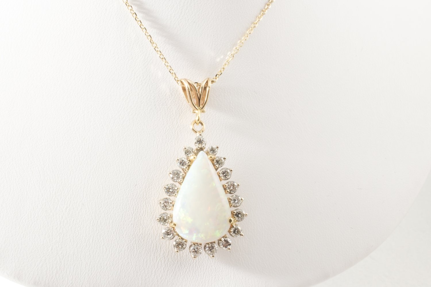 Opal and Diamond Pendant With 18