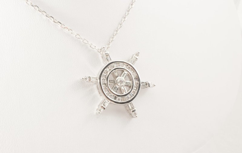Diamond Ship Wheel Pendant