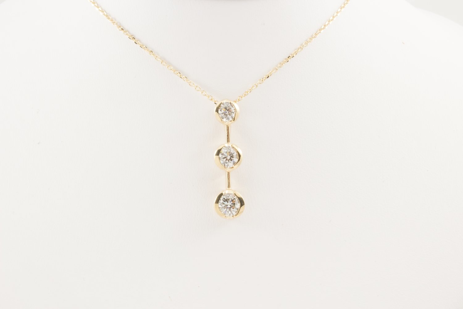 Three Diamond Pendant with Chain