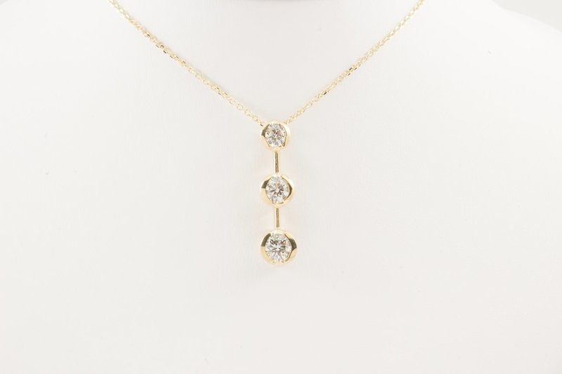 Three Diamond Pendant with Chain
