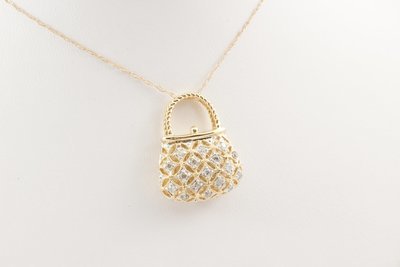 Diamond Purse Pendant with Chain
