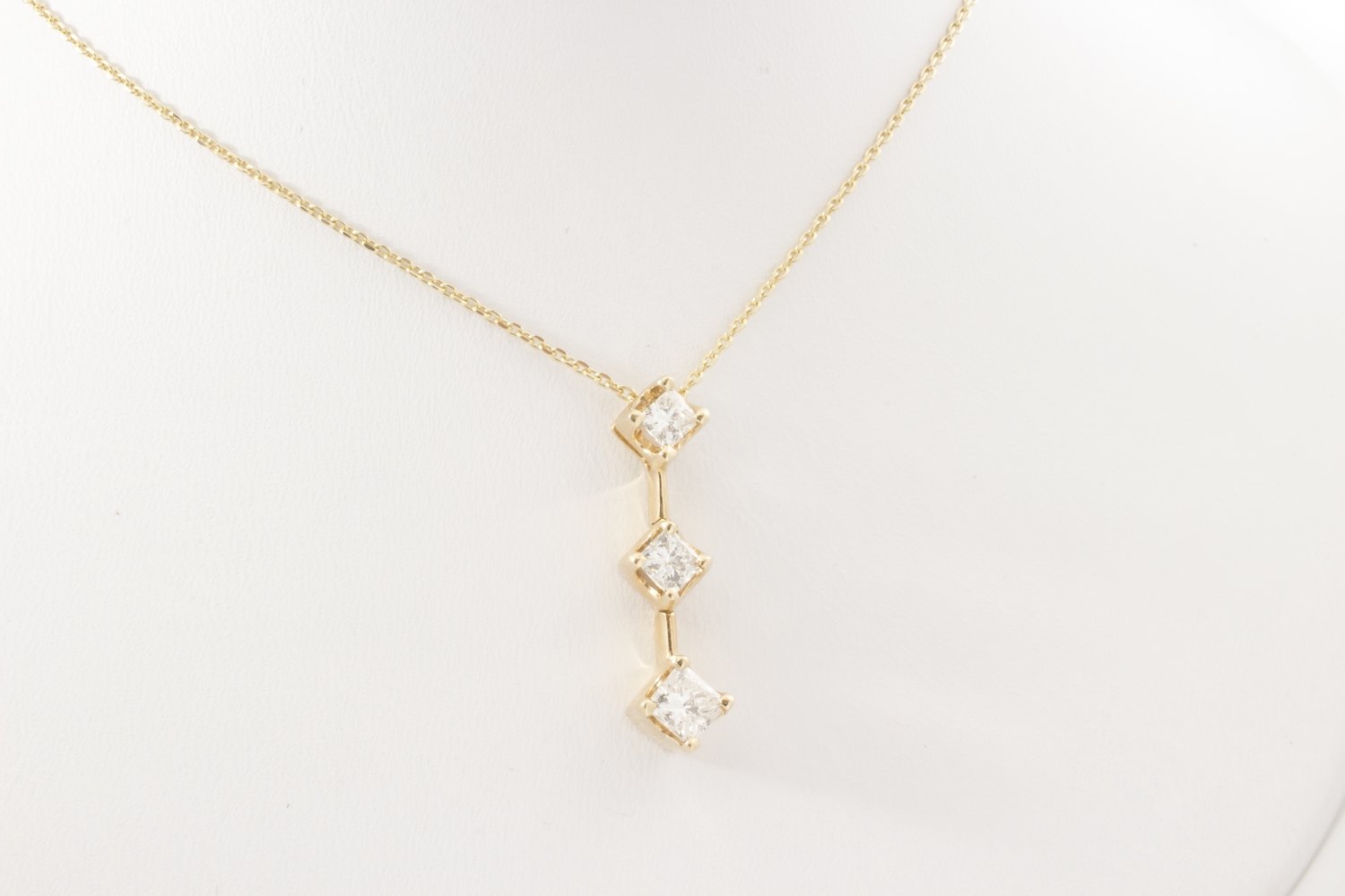 Three Diamond Pendant with Chain