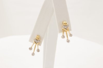 14 Karat Yellow Gold Fancy Diamond Earrings.