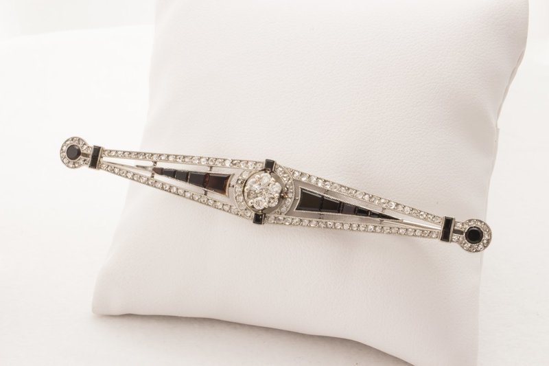 Estate Garnet and Diamond Brooch