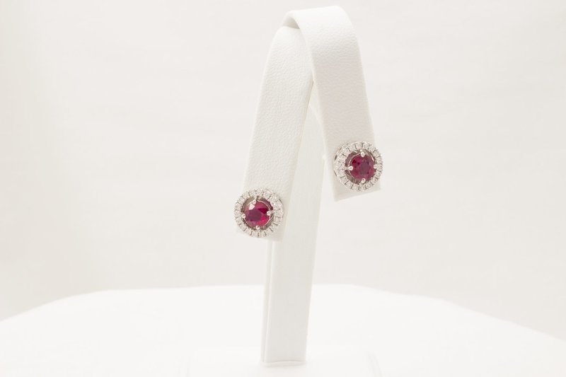 Ruby & Diamond Stud Earrings