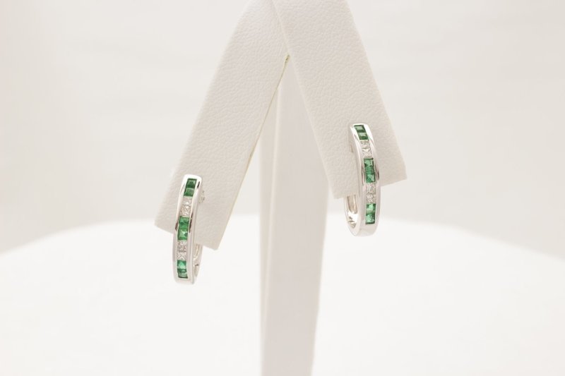 Emerald & Diamond Hoop Earrings